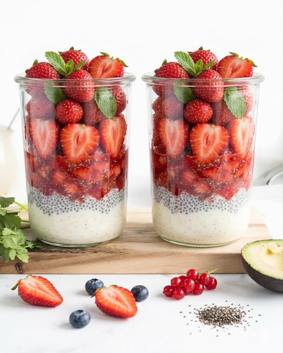 SALADA DE MORANGO COM IOGURTE E CHIA