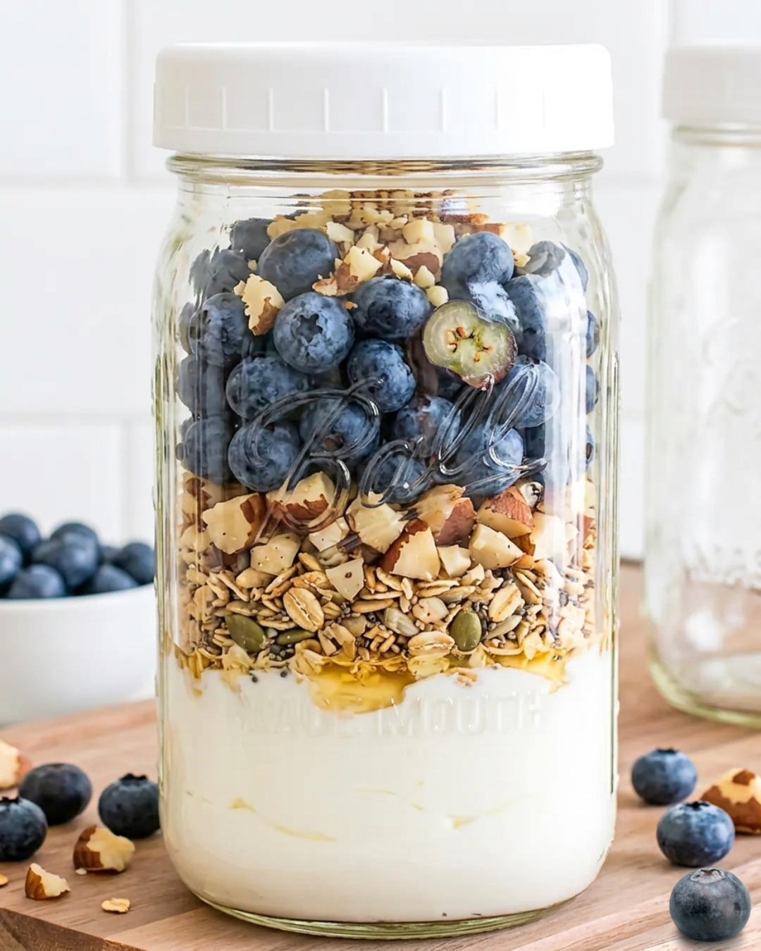 SALADA DE MIRTILO COM IOGURTE E GRANOLA